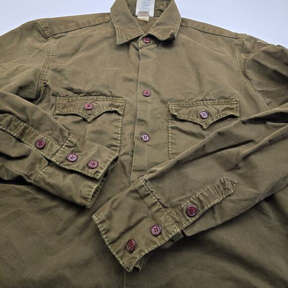 True Religion Green Military Style Long Sleeve Button Shirt Men Medium READ - Picture 7 of 15